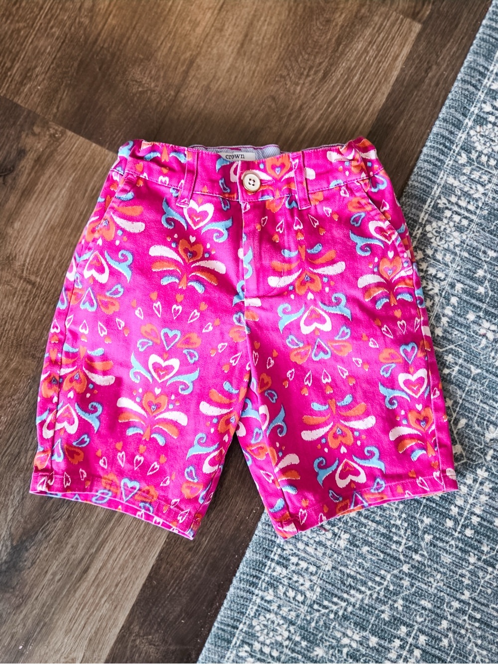 Bright Pink Floral & Heart Pattern Shorts